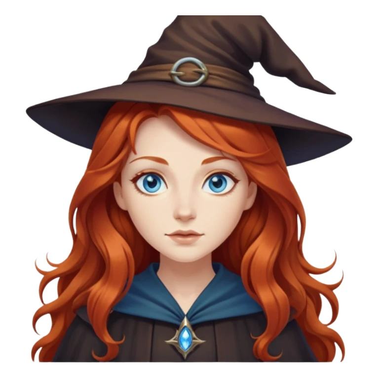 long-haired redhead witch with blue eyes  sticker