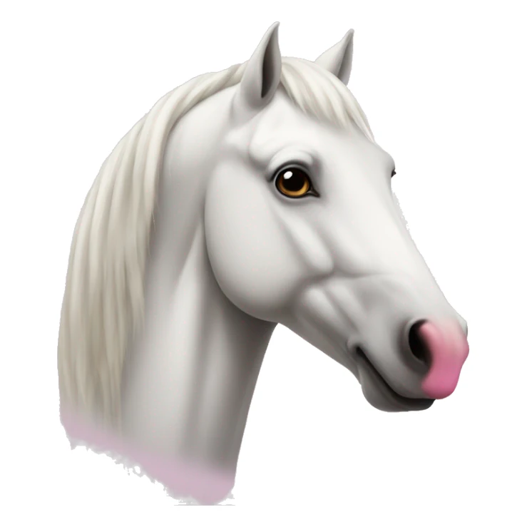 white horse with pink nose sticker