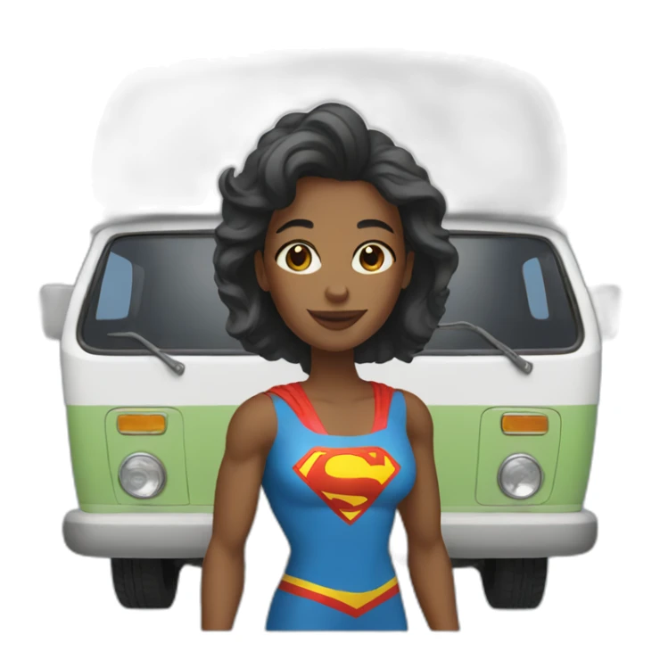Superwoman with a camper van sticker