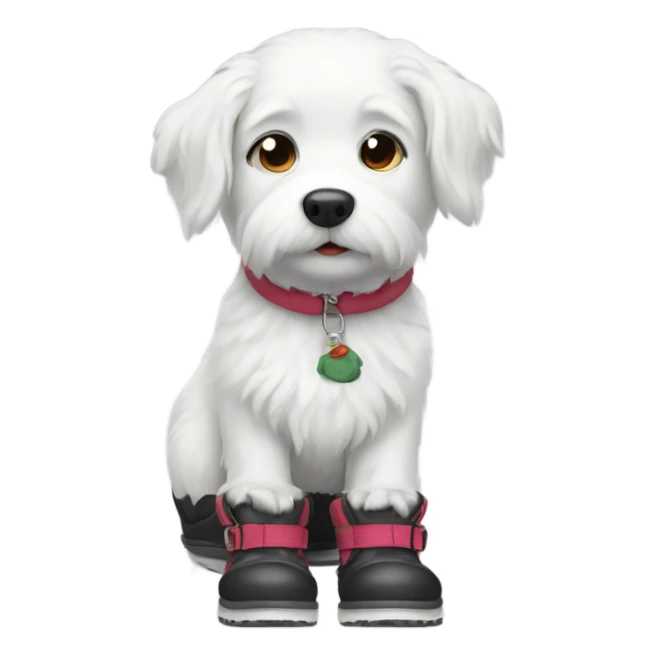 White dog in snow boots  sticker