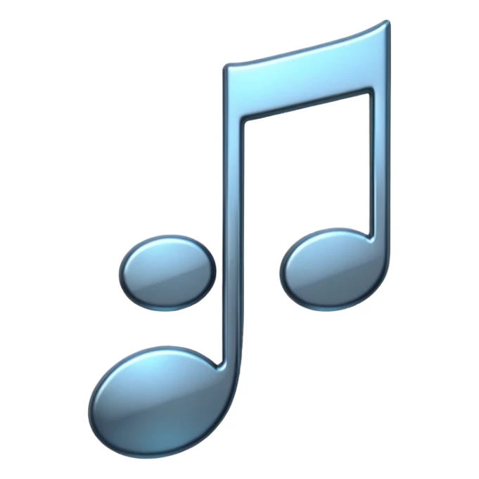 music note with a chromic metal texture sticker