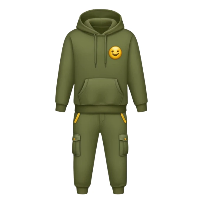 Crie um conjunto de moletom, moletom e calça, na cor verde militar  sticker