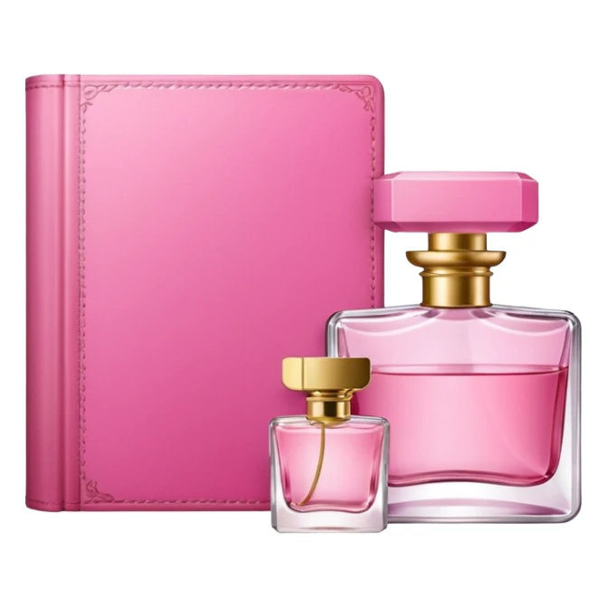 pink bookbook and fragance sticker