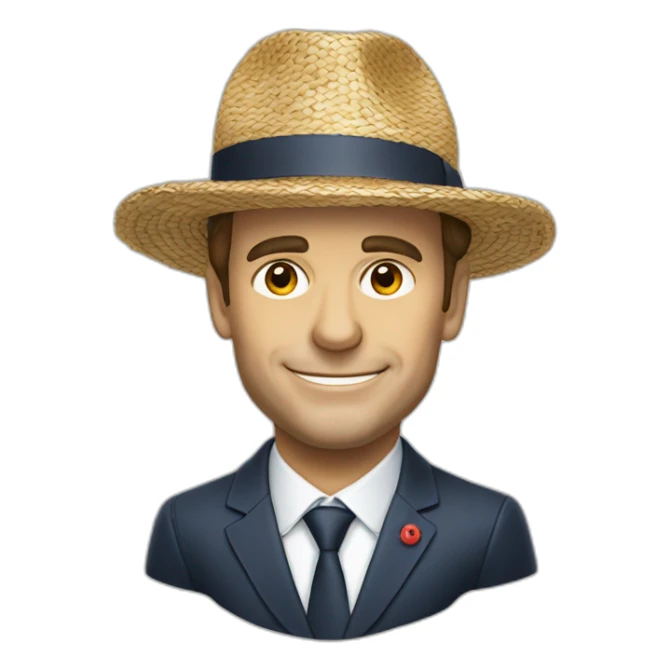 Macron avec un chapeau de paille  sticker