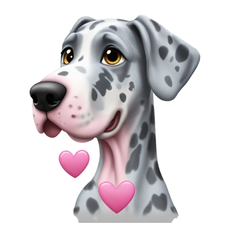 Blue Merle Great Dane with pink hearts  sticker