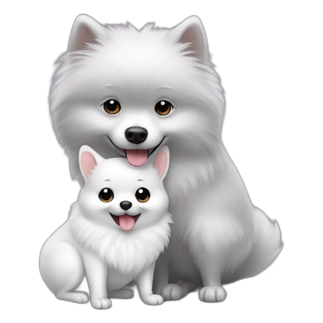 white pomeranian and gray mouse hug sticker