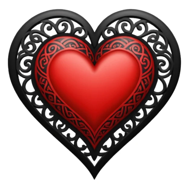 Black and red heart tattoo style sticker