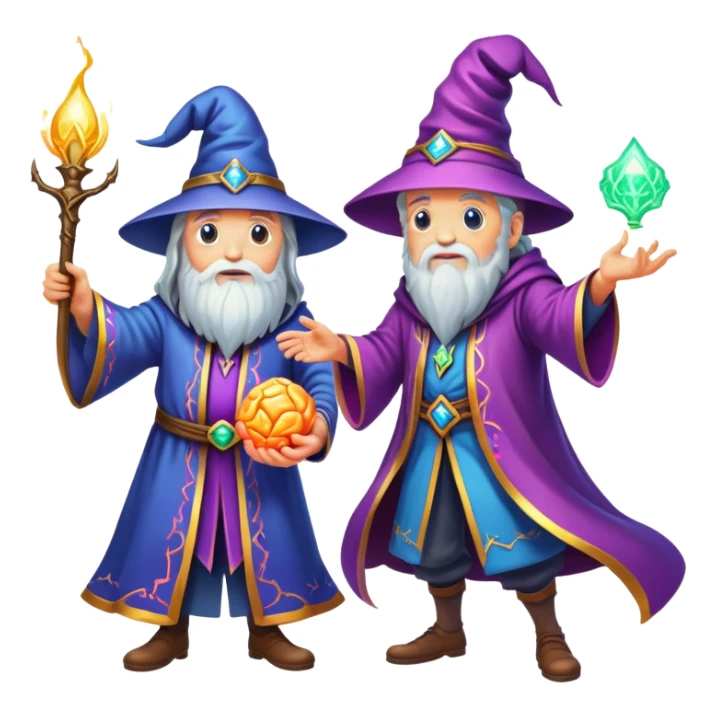 wizard and brain in a magical spell duel sticker