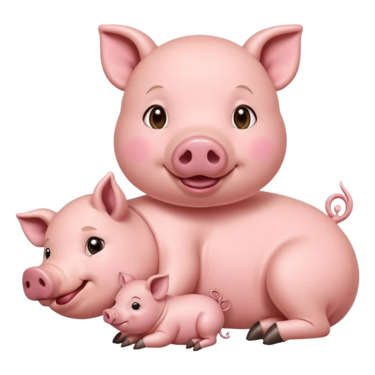 mother pig laying down while piglets nurse from its teats sticker