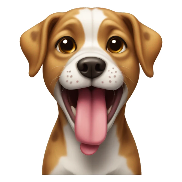 striped dog showing tongue sticker