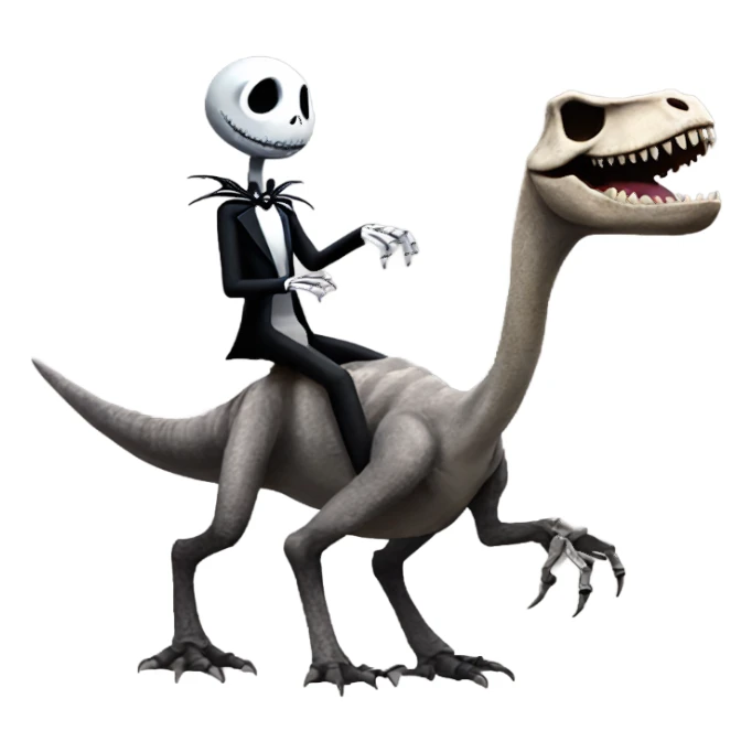 Jack skellington riding a trex sticker