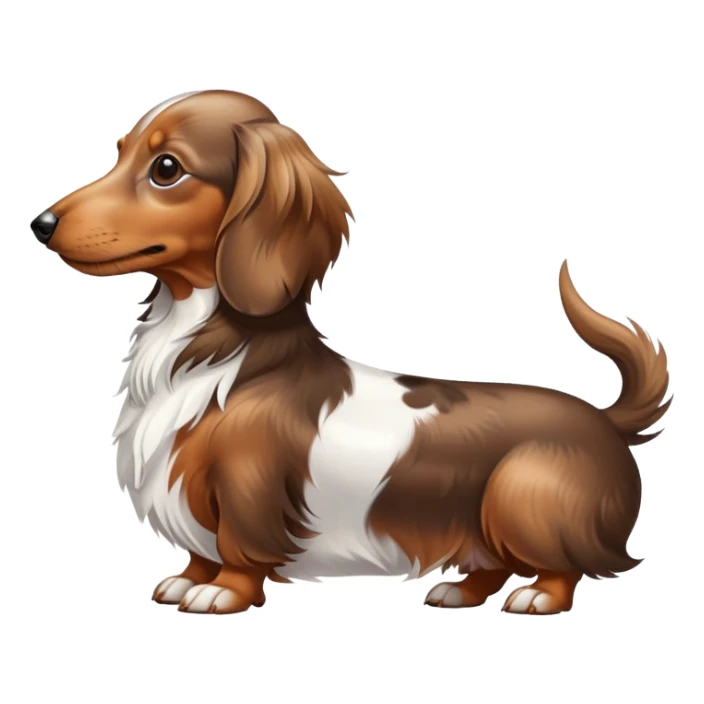 Spotted brown and white long haired dachshund side profile  sticker