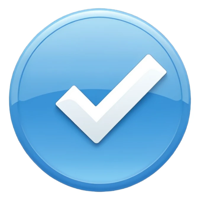 Un circulo azul con un visto blanco sticker