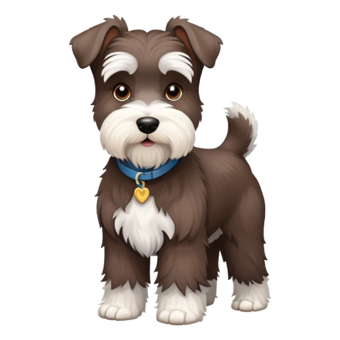 Fluffy Chocolate and white schnauzer standing sticker