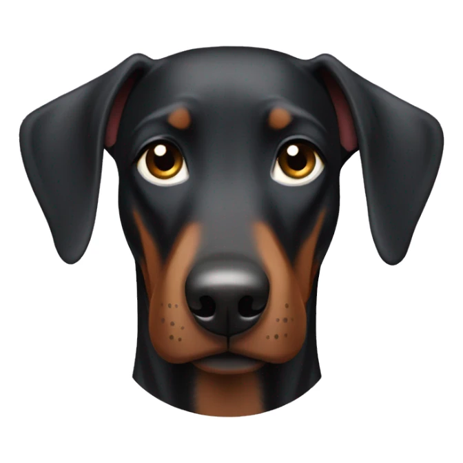 Happy black female Doberman with floppy ears  sticker
