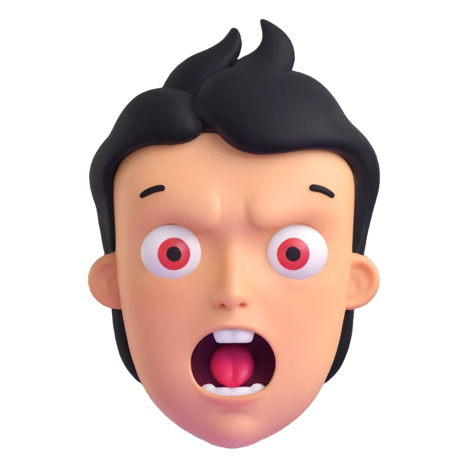 shocked face with exaggerated expression, 'what the freak' reaction sticker
