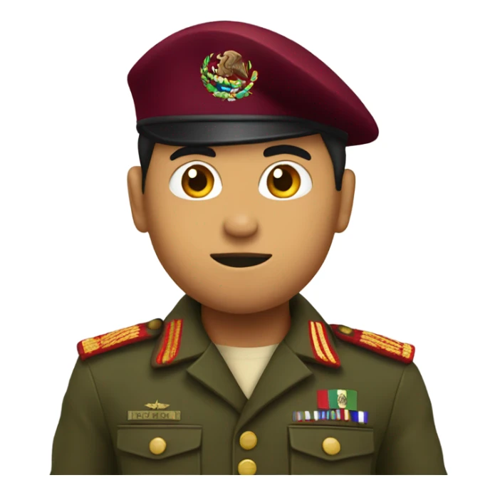 Mexican Soldier with maroon beret saluting sticker