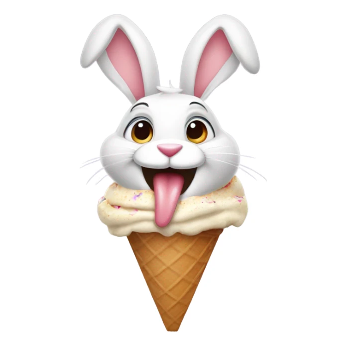 A rabbit eating an ice cream sticker