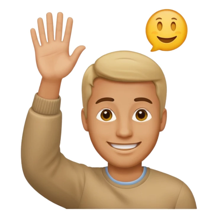 caucasian man waving, emoji style sticker