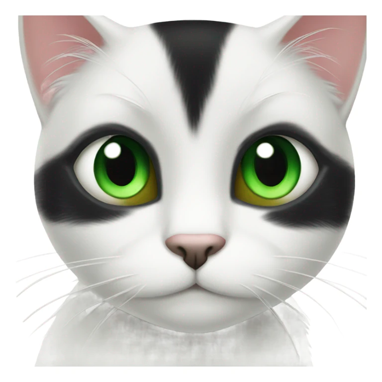 White and black cat with green eyes sticker