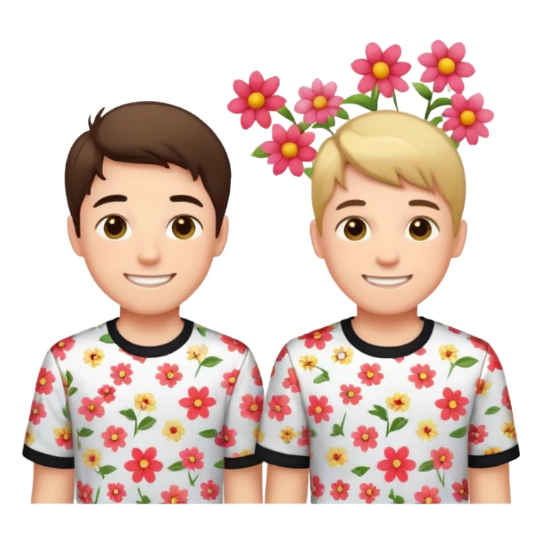 boys in flower shirts sticker