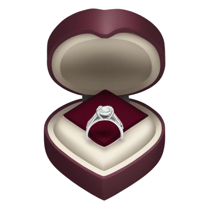 Burgundy engagement ring box with a silver ring sticker