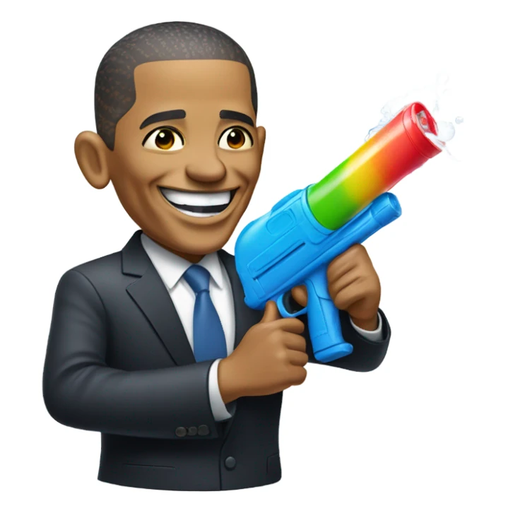 Obama with a water gun sticker