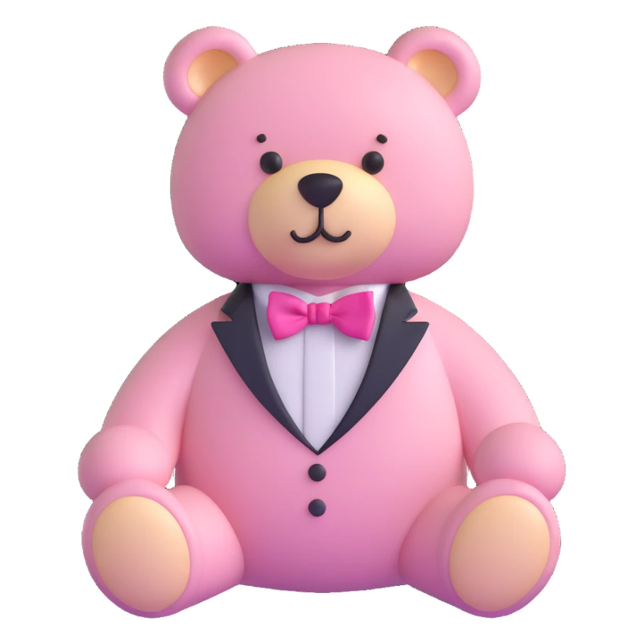 light pink teddy bear with pink bow tie sticker