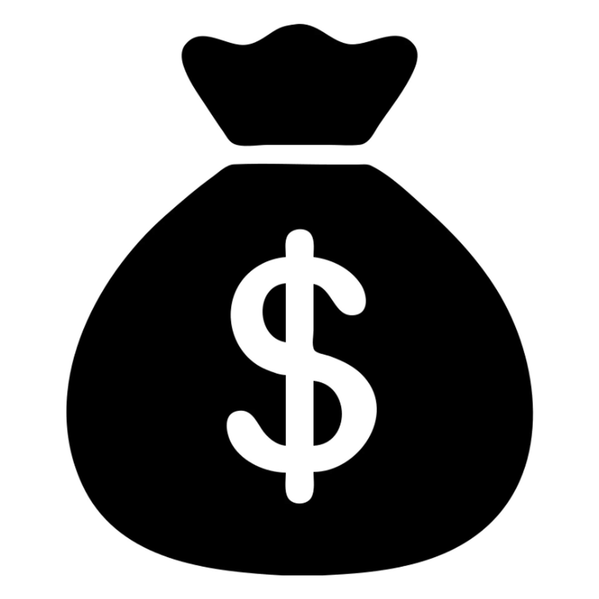 money bag icon, filled style, rounded corners, friendly look sticker