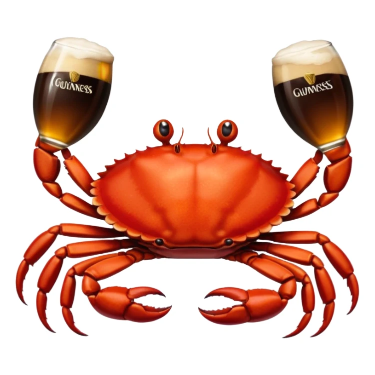 A crab holding a guiness sticker