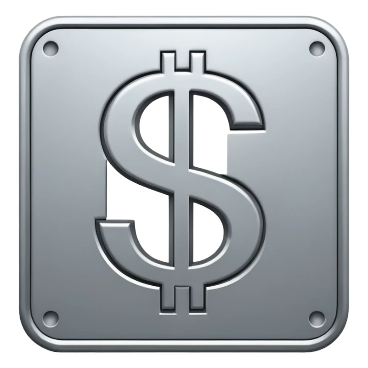 gray dollar sign SYMBOL in square, like icon sticker