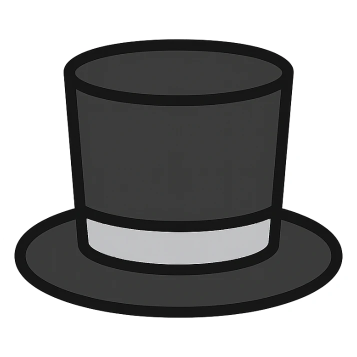 black top hat with gray ribbon icon sticker