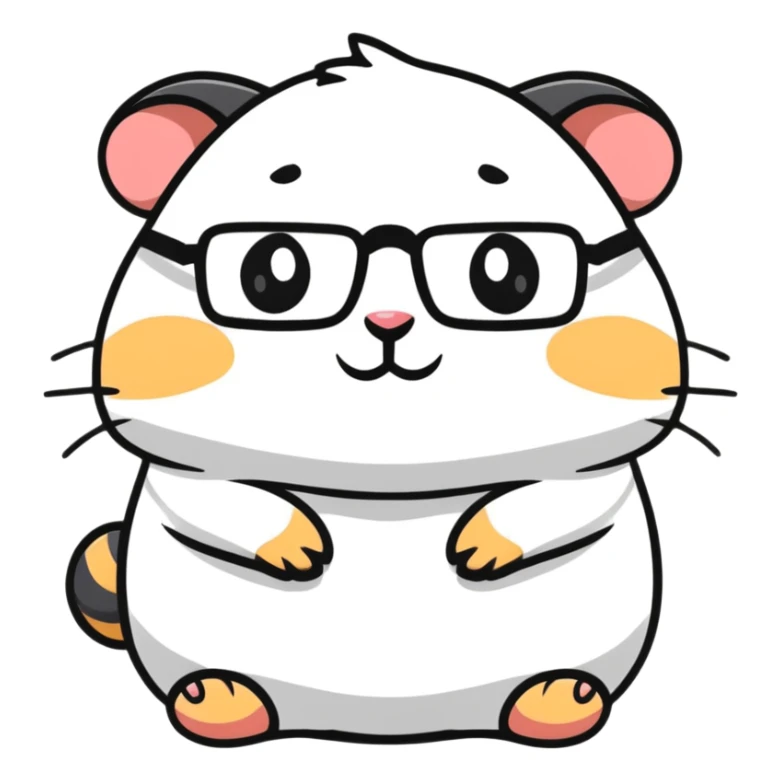 hamster dressed as a philosopher, with glasses and a thoughtful pose sticker