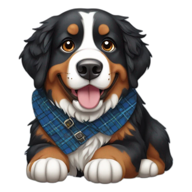 Bernese mountain dog wearing a scottish kilt sticker