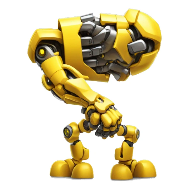 Flexing yellow mechanical cyborg bicep with shocks attached to arm sticker