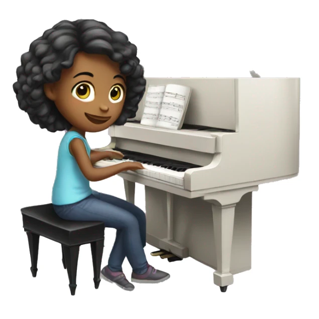 Girl playing piano sticker