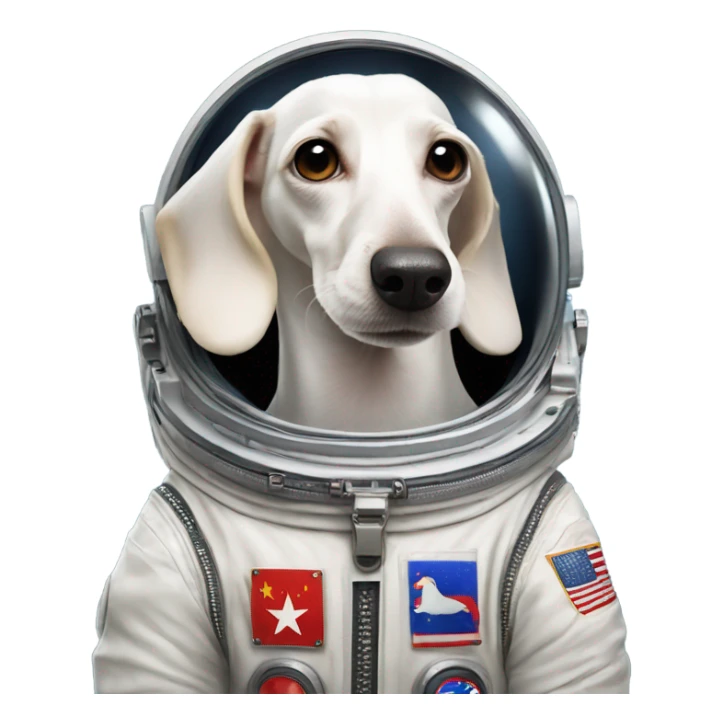 White Dachshund as Russian cosmonaut  sticker