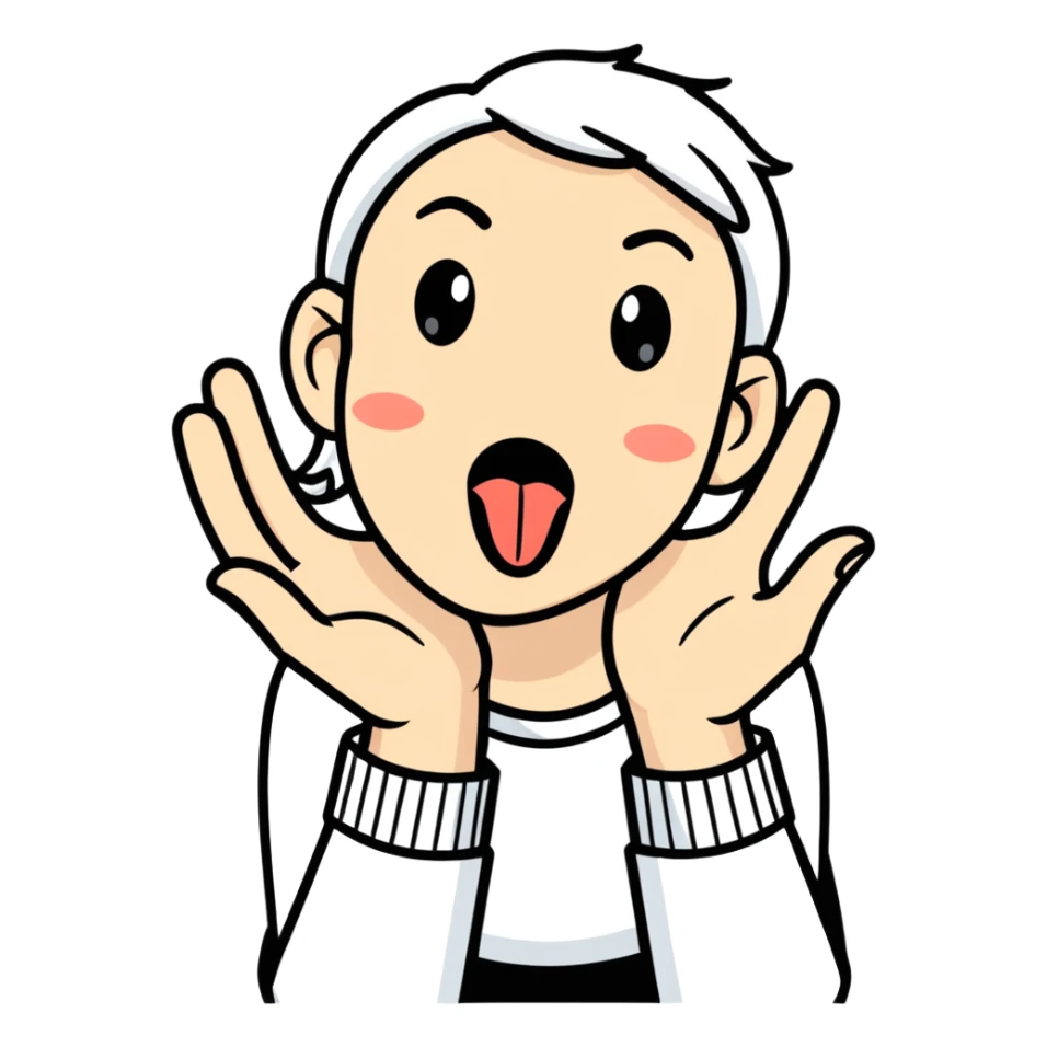 sticking out tongue with hands out sticker