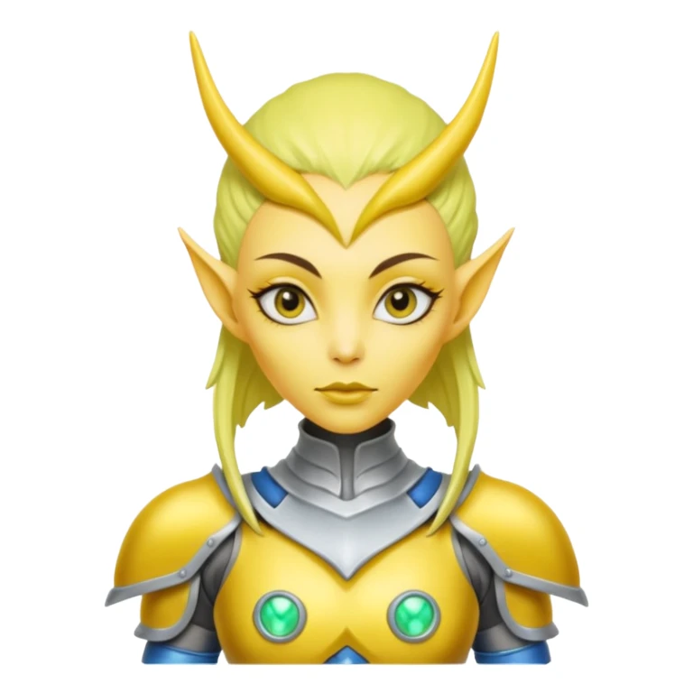  lady alien with yellow skin, Half body. sticker