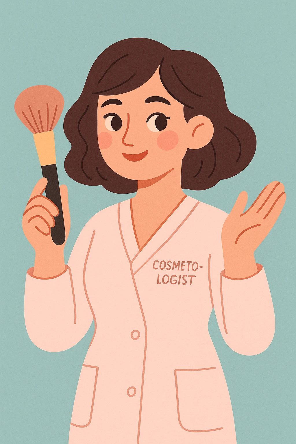 cosmetologist, woman with makeup brush, elegant, soft pastel colors emoji