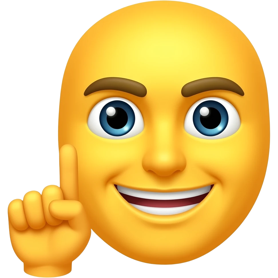 An average emoji face who’s smart and has the pointer finger sticking up but not a body just a yellow emoji dace emoji