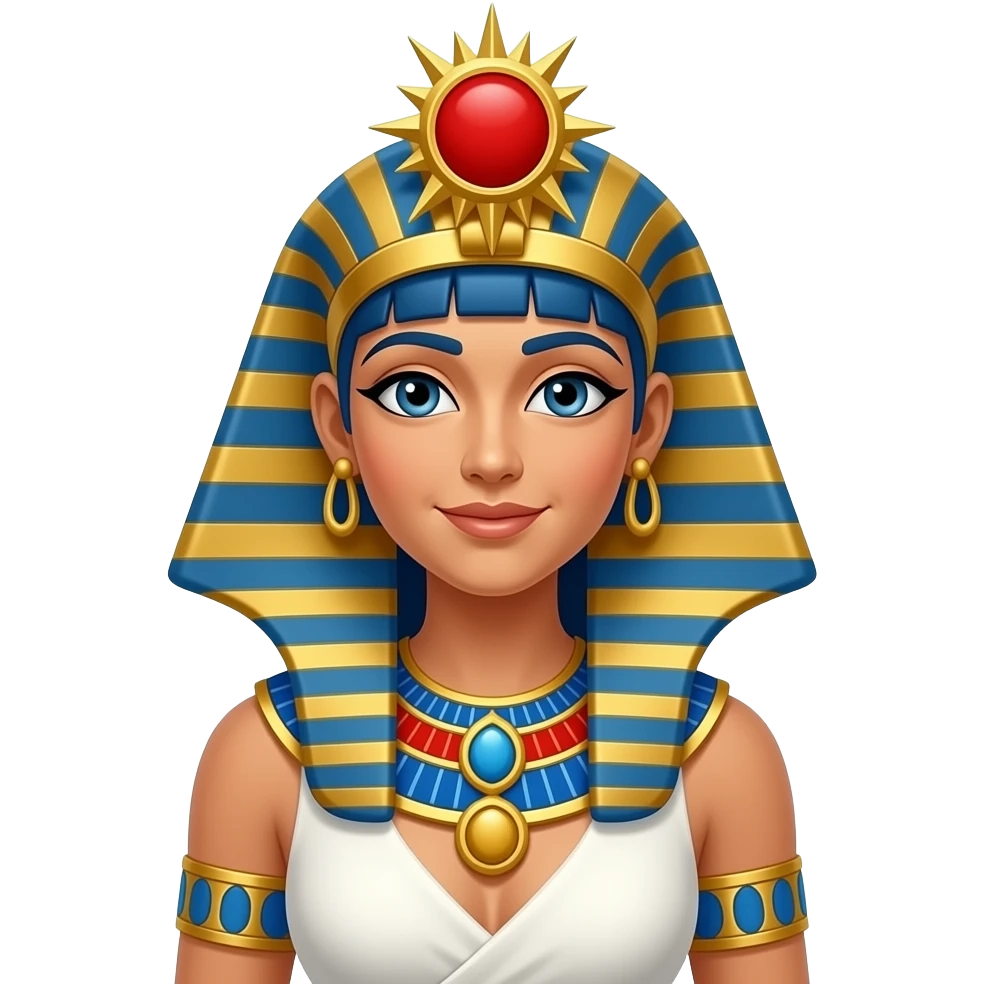 egyptian goddess isis with red sun disk crown and blue hair emoji