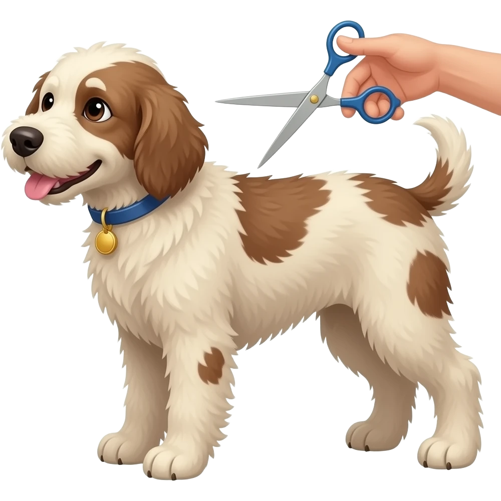Сделай собаку породы лаготто раманойло и она должна быть на грумминге (давай изобразим груминг, как ножницы) emoji