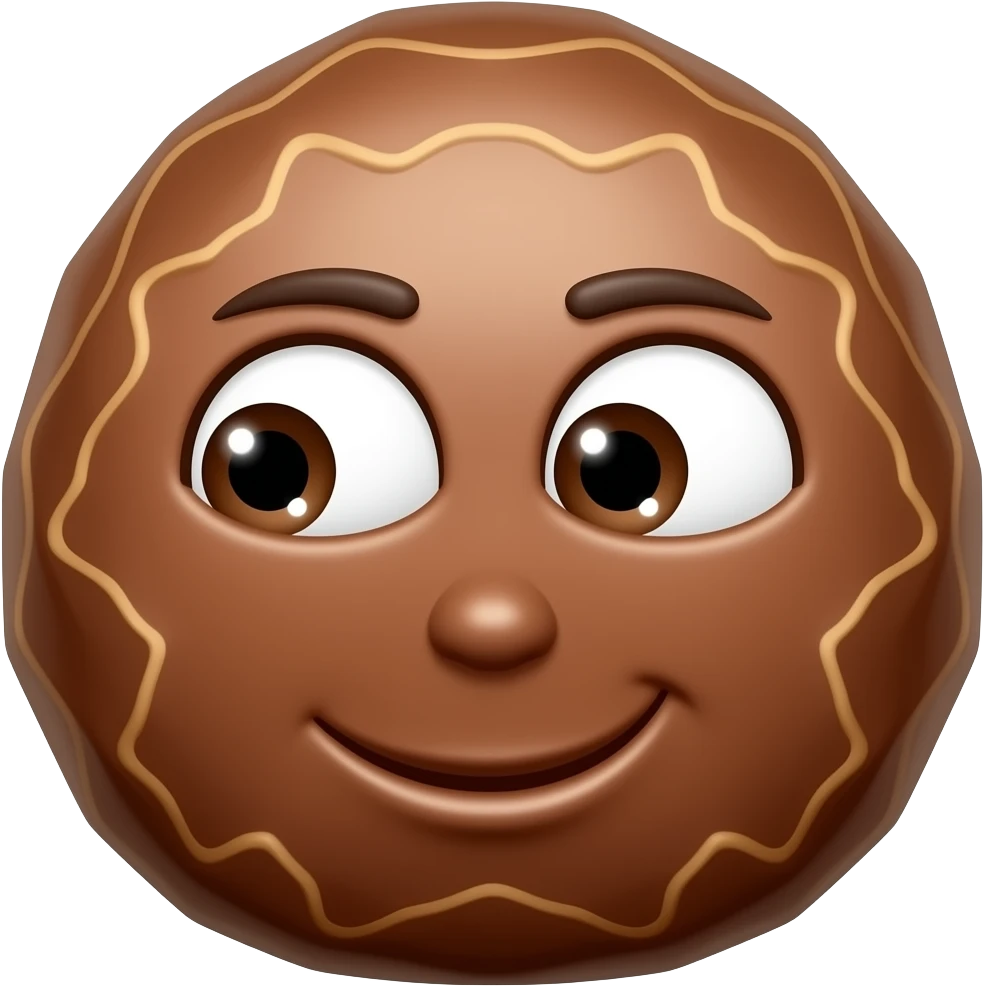 A ferrero rosher emoji with a face on it with flirty expressionz and eyes look sodeways emoji