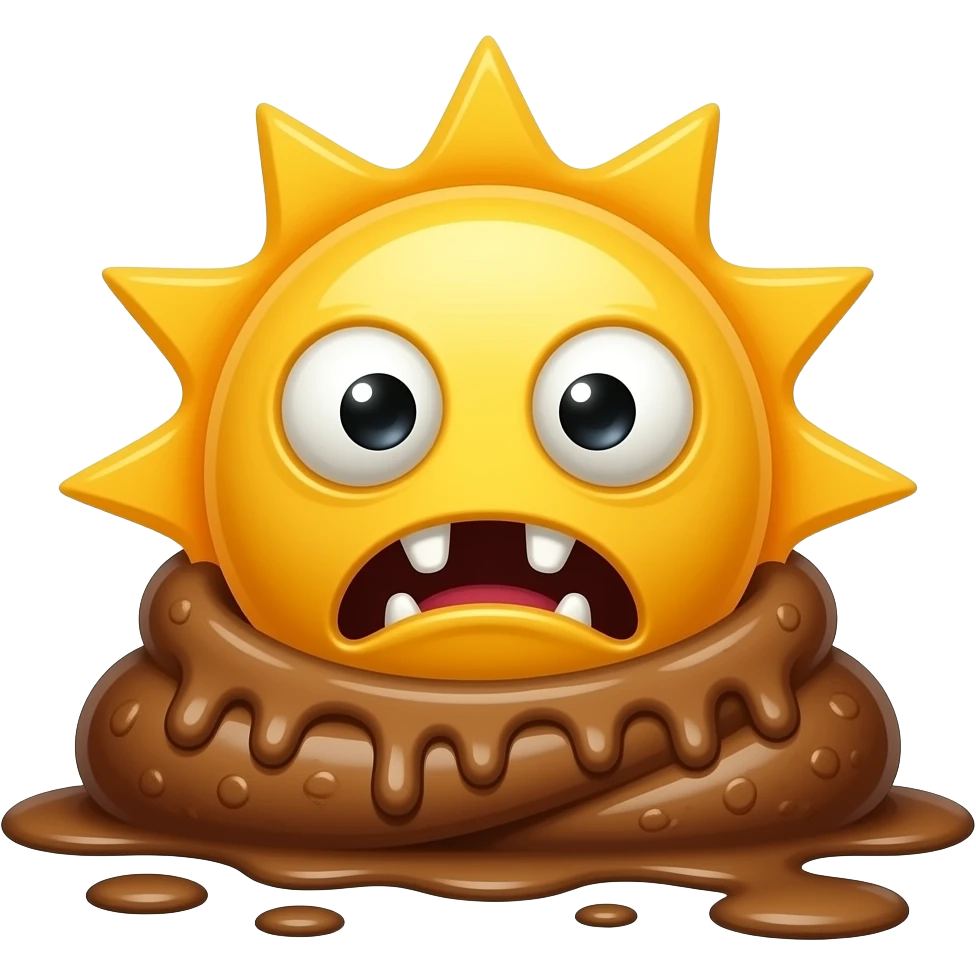 Scary sun monster homeless nightmare cursed molding poop broken melted emoji