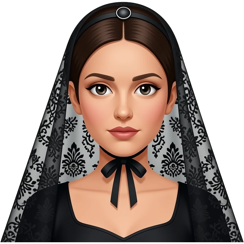 mujer con mantilla de color negro con bordados elaborados y peineta para la mantilla, para participar en procesiones de semana santa en andalucía, traje mantilla y peineta (la peineta no es una tiara, ni una corona, ni una felpa) de color negro emoji