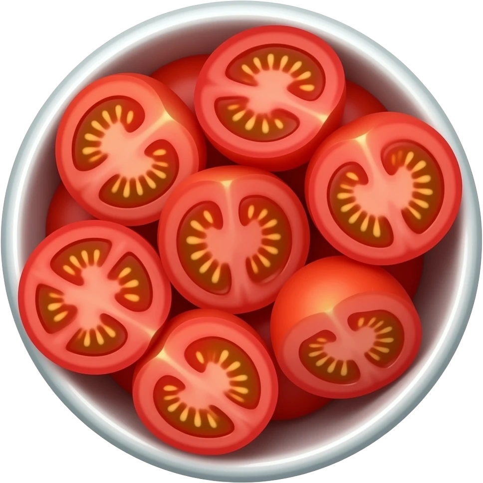 sliced cherry tomatoes in bowl emoji