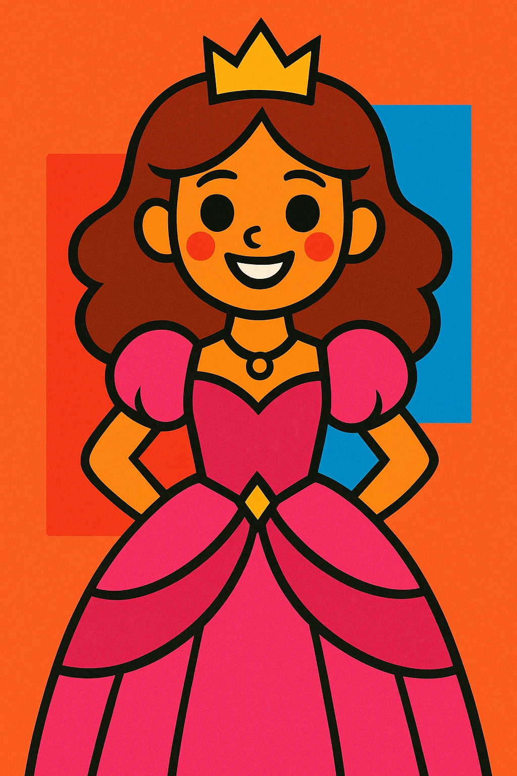 young princess in a pink dress, tiara on her head, smiling, vibrant cartoon style emoji