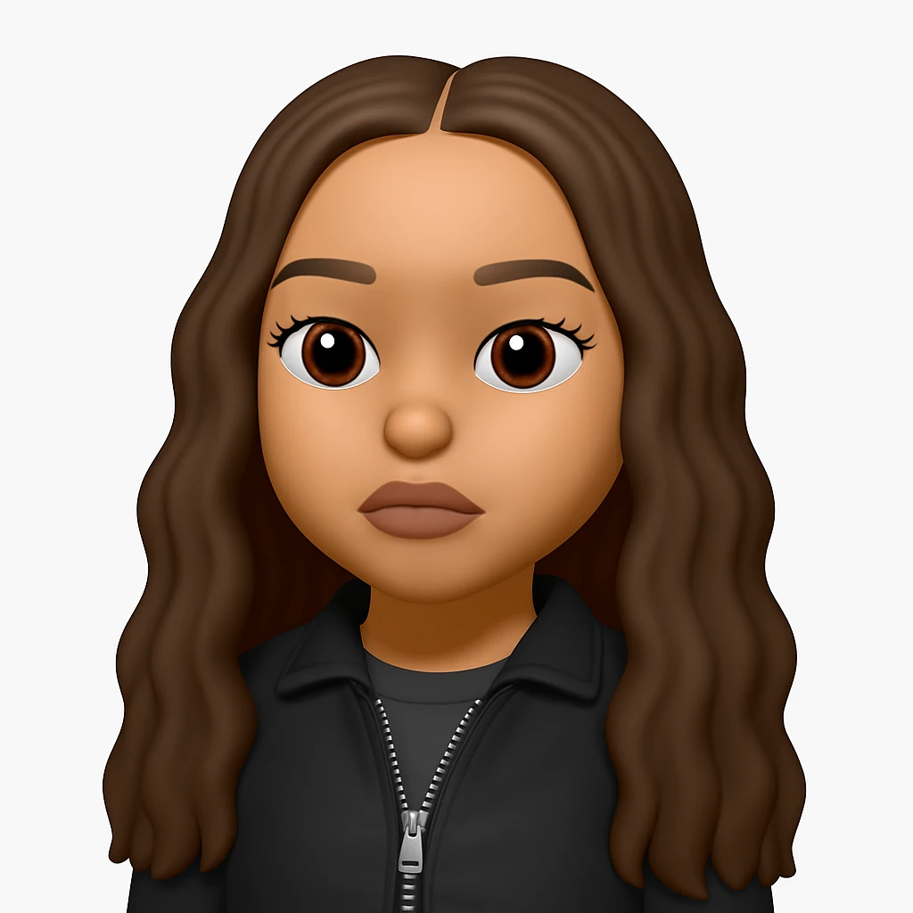 Convert this photo to a 3D emoji in Apple style, keeping the clothes as they are, no changes to attire. The style should resemble Apple 3D emoji style with smooth, rounded features and vibrant colors, preserving the original clothing details exactly as shown. emoji