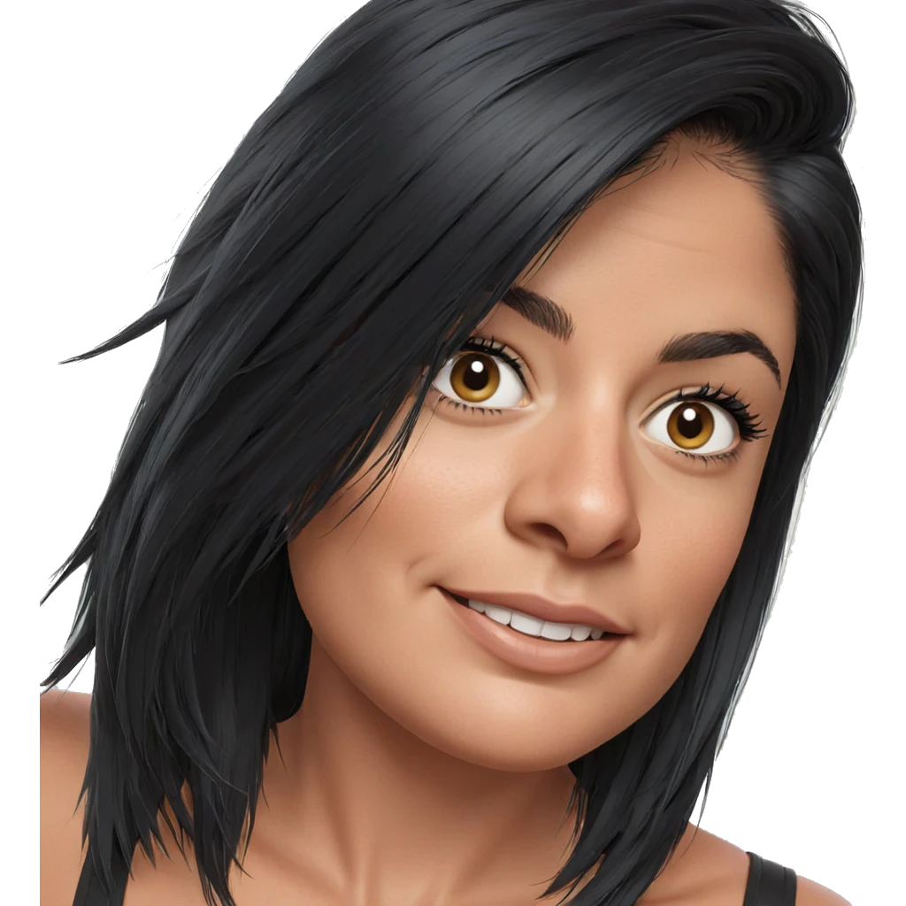 smiling girl with black hair emoji